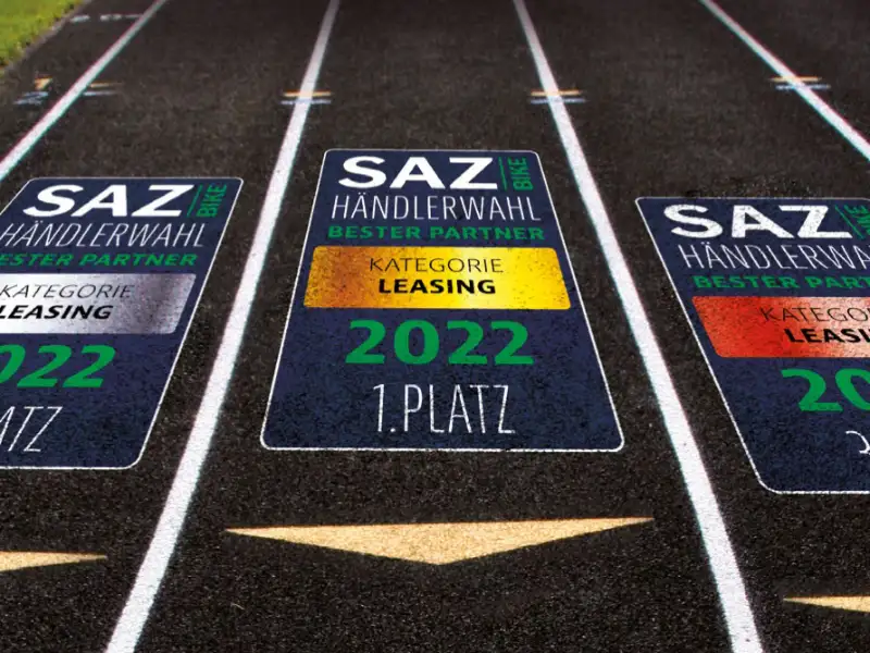 SAZbike Awards 2022: Plaketten für ersten, zweiten, dritten Platz in der Kategorie Leasing